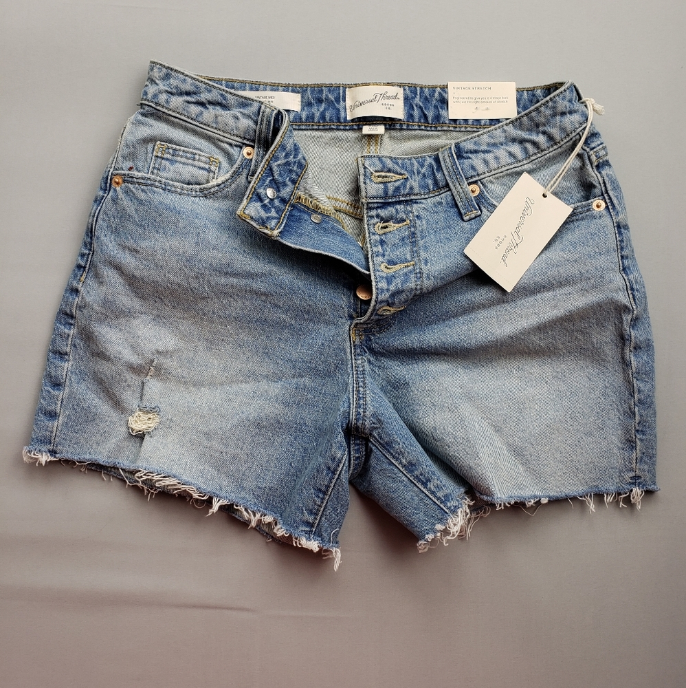 Blue jean button up short shorts universal Thread